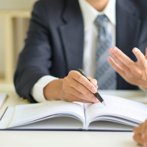 Lawyers are advising clients about real estate law.